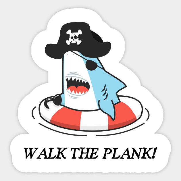 Walk the Plank Pirate Shark Sticker by CoconutCakes